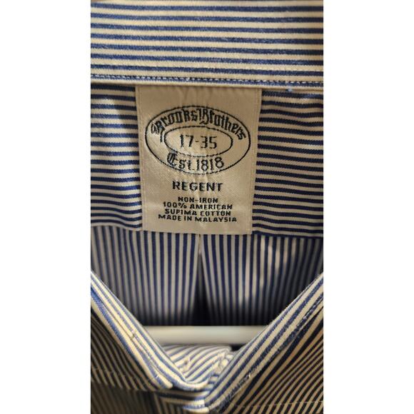 Brooks Brothers 1818 Regent Blue Stripe LS Button Up Shirt S 17-35 Cotton - Picture 3 of 6